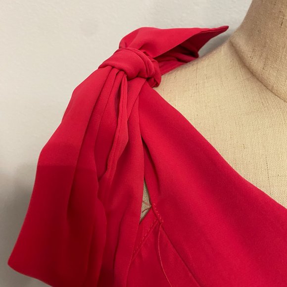 One-Shoulder Hot Pink Flowy Top with Bow - Size XXL - Picture 4 of 4